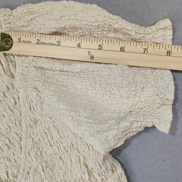 Miou Muse Crop Top Womens S Ivory Ruched Milkmaid Fairycore Cottagecore BohoChic - Picture 8 of 11